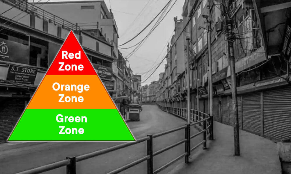 India Categorizing in Red, Orange and Green Zones