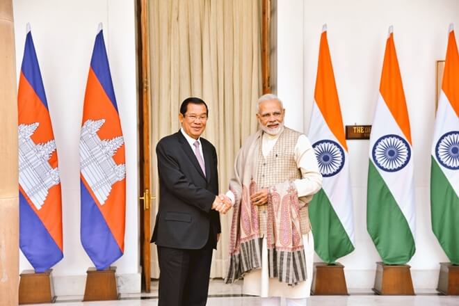 Cambodia President Hun Sen and India Prime Minister Modi