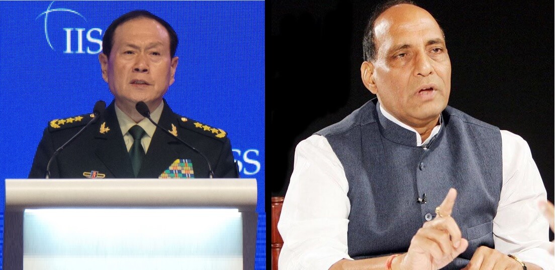 Defense ministers Rajnath Singh (India) and Wei Fenghe (China)